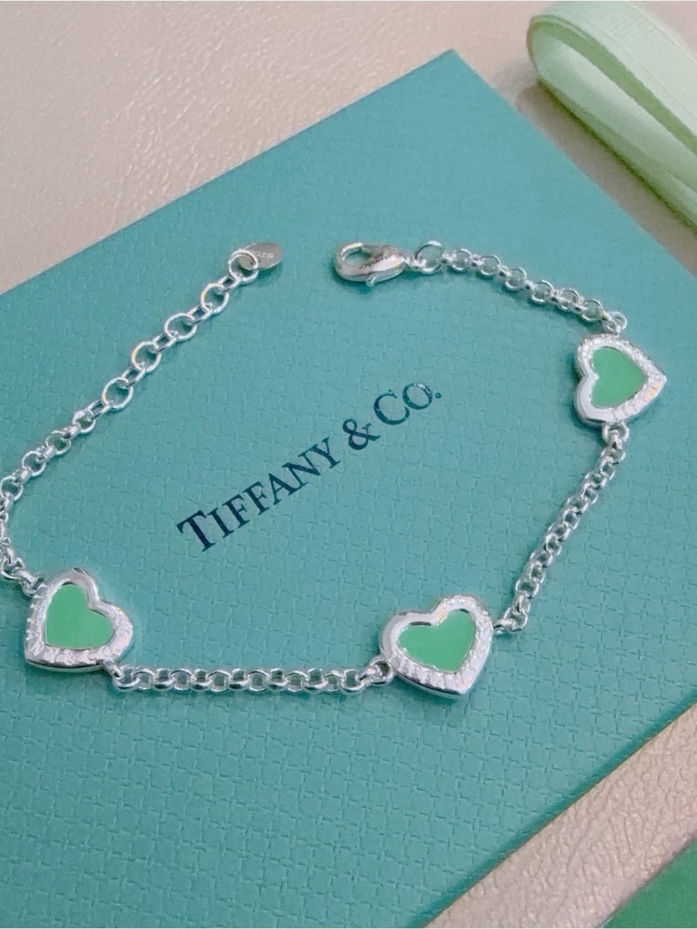 Tiffany & Co. Sterling Silver Open Heart Link Bracelet - Silver
